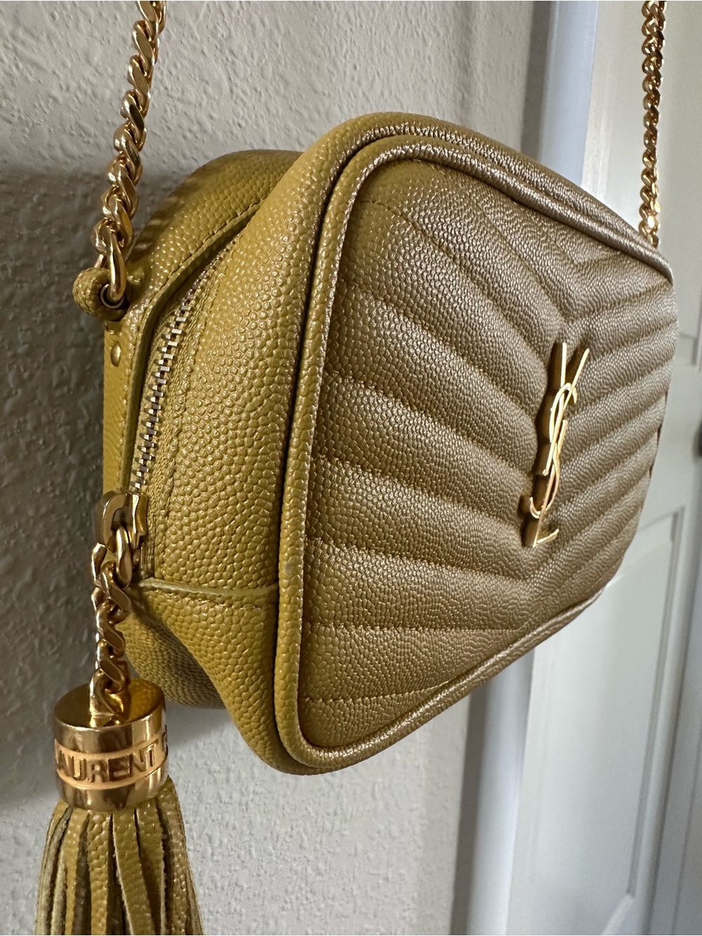 Saint Laurent Yellow Quilted Lou Camera Crossbody with Tassel - Picture 10 of 16
